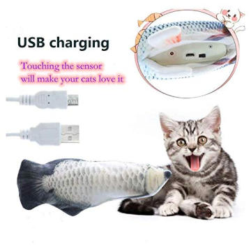 Jouets de chat électroniques interactifs Poissons de jouet de chat électrique pour Kitty Cataire Parfait pour mordre à mâcher Coups de pied se déplace par lui-même